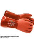 Atlas 620 Double-Dipped PVC Chemical Resistant Gloves With Rough Grip, Seamless Cotton Liner, 12 Inch, Latex Free, Orange, Size Small