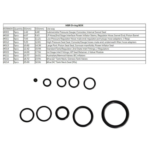 50 Pcs Black Silicone Gasket Replacement Set For Diving Hoses And Tanks Valves Regulators Seal Rings In 10 Size