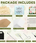 Contents of 11x11 Inch Dope Extra Large Flower Press Kit With 10 Wooden Layers including pressing plates, gift box, and tools.