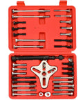 Open case of Pro Grade Heavy Duty 46 Piece Harmonic Balancer And Pulley Puller Kit With Flywheel Remover And Crankshaft Removal Tools