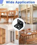 Heavy Duty L Brackets And Corner Connectors For Woodwork, Includes Three Hundred Assorted Screws, Rust Resistant black steel angle supports in furniture.