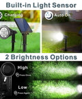 Outdoor Solar Spotlight With Separate Solar Panel And 24.6 Ft Waterproof Cable, Bright 7 LED Ground Flag Pole Light in use.