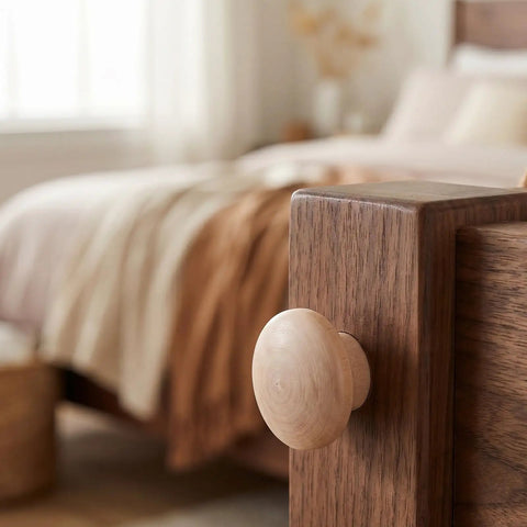 Khaki Wood Hole Button Plugs With Mushroom Head for beds and chairs easy press in conceals screw holes on furniture edge