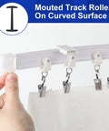 Curved Ceiling Curtain Track Bendable Mount For Curtain Rail Two Meter Length Flexible Cuttable To Fit Any Shape Perfect For Bunk Beds Bay Windows And Room Dividers Easy No Tool Installation And Durable Steel, white curved rail with rollers and clips