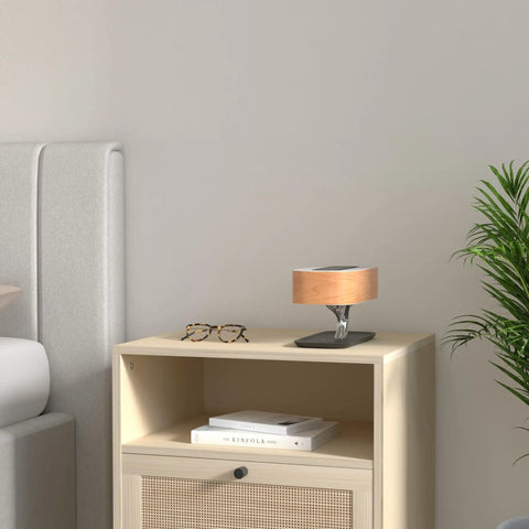 Masdio Bedside Lamp With Bluetooth Speaker And Wireless Charger Sleep Mode Stepless Dimming Table Desk Lamp on nightstand