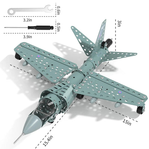 Metal Airplane Model Kit For Kids 8 9 10 11 12 Teens Hands On DIY STEM Building Toys With 282 Durable Metal Components Nuts Bolts Screwdrivers And Wrenches Great Birthday Gift For Boys And Girls
