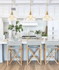 Brass Gold Glass Dome Pendant Lights Set Of 3 For Kitchen Island Sleek Industrial Modern Hanging Fixture With Handblown Clear Glass