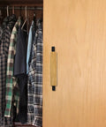 Solid Wood Long Cabinet Handles For Wardrobes And Kitchen Drawers Built Tough With Aluminum Wood Blend 96mm Hole Spacing Black Finish Durable Dresser Pulls For Closets Cabinets And Furniture Hardware on a wardrobe
