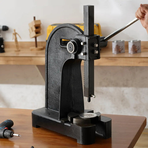 Heavy Duty Three Ton Manual Arbor Press Cast Iron Desktop Press With Smooth Twelve Point Two Inch Stroke Crafted For Jewelry Stamping Leather Crafting And Metal Forming Jobs Running With No Sweat