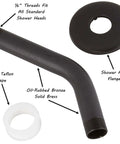 6 Inch Solid Stainless Steel Shower Arm And Flange, Wall Mount Replacement For High Pressure And Handheld Showerheads, Oil Rubbed Bronze Finish