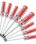 Grab And Go Magnetic Torx Screwdriver Set With Two Of Each T8 T9 T10 T15 Bits 3Mm Size 75Mm Length Red Handle Tamper Resistant