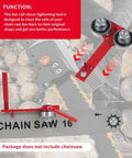 Heavy Duty Chainsaw Bar Rail Closer Tool for Precise Rail Alignment and Chain Grinding, dual bearing, cast iron steel, red.