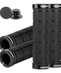 Double Lock On Bike Handlebar Grips Set 4 Pcs 2 Pairs Non Slip Comfortable Rubber Grips Black with End Plugs
