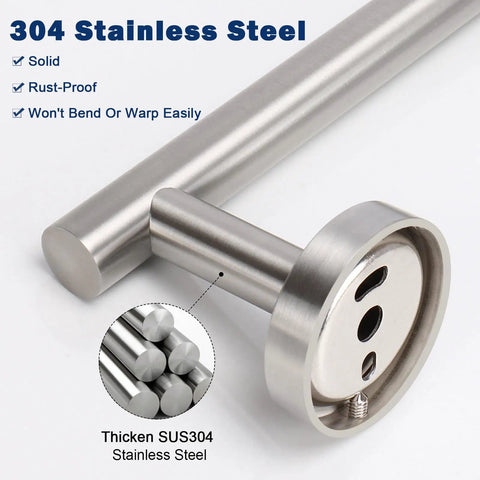 Rustproof 9 Inch Stainless Steel Towel Bar For Bathroom Wall Mounted Hand Towel Holder Ring Beefed Up Thick Design Brushed Nickel Contemporary Bath Accessory Easy Drill In Install Durable SUS304 showing attachment detail