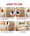 How to use Built Tough Sectional Couch Connectors Universal Modular Sofa Interlocking Clips with Heavy Duty Screws in four steps.