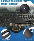 Universal Dual Pod Light Mounting Brackets For Off Road Vehicles Run Two LED Pods On One Side, sturdy steel construction