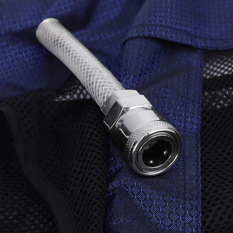 Close-up of the ventilation hose from the Heavy Duty Vortex Cooling Vest With Compressed Air Ventilation For Welding Sites.