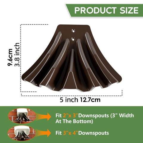 Heavy Duty Gutter Downspout Diverter Extension For Home And Garden, Rainwater Redirector, shown with dimensions in inches and cm