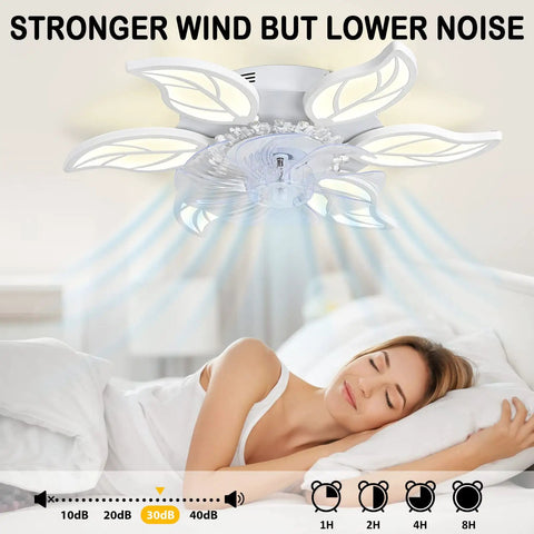 24.5 Inch Dope Modern Ceiling Fan With Lights Remote Control 6 Speed 3 Color Dimmable Silent Fandelier in bedroom scene