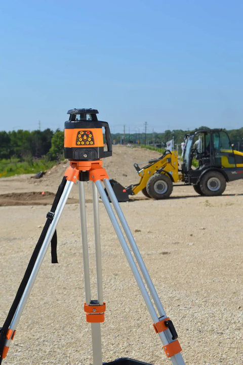 Heavy Duty Aluminum Laser Tripod For Contractors With Five Eighths Inch Eleven Thread Adjustable Four To Five Foot Working Height