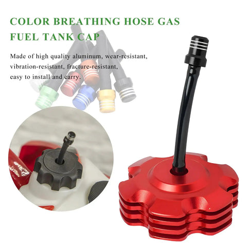 Two Pack Aluminum Breather Valve Hose Kit For ATV Dirt Bikes 50cc To 125cc With CNC One Way Fuel Tank Cap Vent Tube And Check Ball