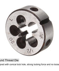Round die from Tap And Die Set 1/2-20 UNF Left Hand Thread Tap And Die Kit For Nut, Screw, And Bolt Repair, steel material