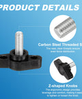 Heavy Duty M5 X 12mm Tee Wing Thumb Screws 6 Pack Carbon Steel Quick Swap Clamping Bolts with black handles and threaded stud.