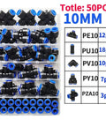 Snazz Up Your Shop With This Awesome 50 Pc Pneumatic Fitting Kit Featuring Quick Push In Air Connectors And Adapters Compatible With 10 Mm Hose Pipe Tube For Fast Compressor And Tool Setup. 10mm air fittings in organizer tray