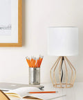 Gold Table Lamp For Desk And Nightstand Modern Style Desk Light With Hollow Base And Linen Fabric Shade Small Golden Bedside Lamp For Bedroom And Living Room Ideal Compact Lighting For Dorms And Small Spaces on desk beside pencils and book