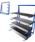 Heavy Duty Lumber Storage Rack With Adjustable Height And Anti Rust Coating Built Like A Tank Rock Solid Four Tier Pipe Rack in blue with pipes