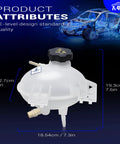 Front Engine Coolant Reservoir Radiator Expansion Tank With Cap Fits Jeep Compass Renegade And Fiat 500X showing dimensions and design features.