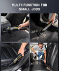 Fanttik Slim V8 APEX car vacuum, black, 4-in-1 cordless handheld cleaner used to clean car seats, floors and mats.