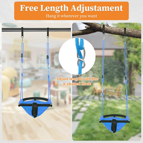 Indoor Outdoor Handmade DIY Net Swing For Kids With Adjustable Rope Versatile Backyard Playground Swing For Tree Garden Park Door Frame Easy Setup Blue Safe Durable