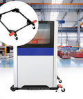 Heavy Duty Adjustable Mobile Base Stand With 500 Pound Capacity Rock Solid Steel Frame with swivel wheels in workshop.