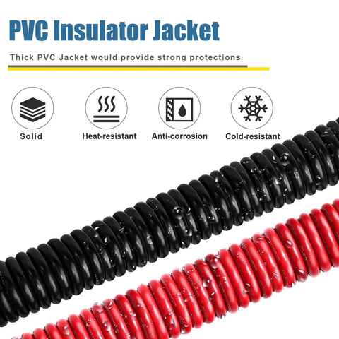 8 AWG Beefy Battery Power Cable 5ft Red And 5ft Black Flexible OFC Copper Welding Cable With Lugs Terminal Connectors And Heat Shrink Tube For Automotive Battery Inverter Boat And Generator, PVC jacket and red-black cables