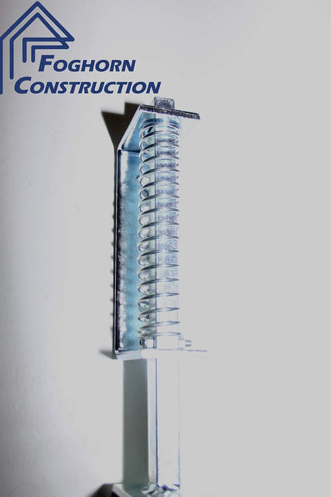 Side view of Rugged Heavy Duty Gate And Door Caster With Spring Loaded Suspension 4 Inch Fixed Wheel Square Shaft for gates and doors.