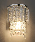Crystal Hardwired Wall Light With Chrome Finish Sconce And K9 Acrylic Crystal Drops Shade, modern bedroom lighting setup