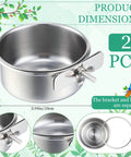 Stainless steel bird cage feeding bowls 24-pack with clamps