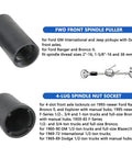 Beefy Spindle Nut Socket Set, 6 Piece Half Inch Drive Kit For Axle Lock Nuts, featuring FWD front spindle puller and 4-lug spindle socket