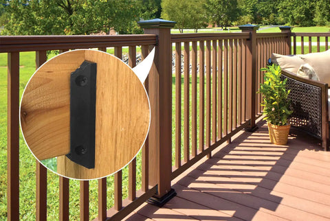 40 Piece Deck Railing Brackets Connectors For 2x4 Railing Posts With 240 Wood Screws Nylon Pre Drilled 90 Degree Railing Connector Set For Easy Install And Durable Corrosion Resistant Outdoor Deck installed on wooden deck