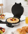 Perfect Nonstick Electric Tortilla Maker With Large 20.5 Cm Heating Area For Homemade Flatbreads And Quesadillas Features Auto Temperature Control. 20.5cm round flatbread on maker.