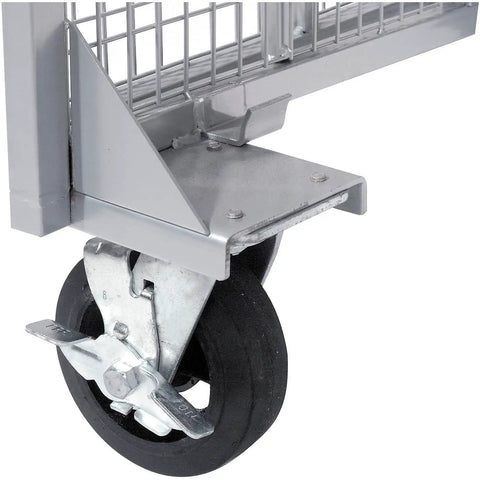 Heavy Duty Folding Security Truck With Lockable Wire Mesh Cage, Built Tough For Two Thousand Pound Loads, Rolls Slick Through Warehouses, And Keeps Your Goods Locked Up Tight
