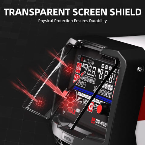 Close-up of Six In One Plasma Cutter And Welder Combo With Dual Voltage 110V/220V showing transparent screen shield