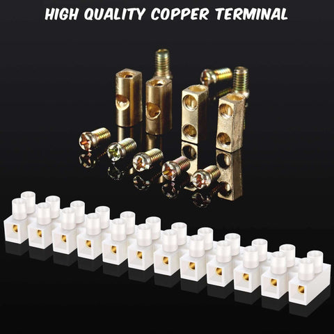 12-Position Dual Row White Screw Terminal Block Set 10 A 380 V Wire Connector Electrical Barrier Block For Small Projects