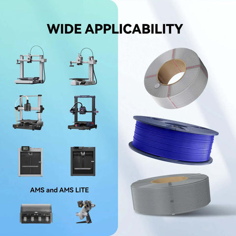 High Speed ABS 3D Printer Filament 1.75mm Black, 1Kg Spool, Rapid Printing At 350 mm Per Sec displayed alongside compatible printers
