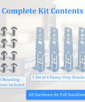 Heavy Duty Countertop Dishwasher Mounting Brackets, 4 Pack With Screws, showing four brackets and eight screws for dishwasher installation.