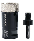 Front view of DECKKART diamond core drill bit, 1-1/4in (32mm) vacuum brazed hole saw with 5/8-11 thread and 3/8in hex shank