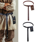 Badass Vintage Medieval Cosplay Belt For Men With Embossed Pu Leather Strap And Easy Adjust Buckle That Fits Snug And Looks Cool For Festivals Parties And Stage Wear. Two color options shown.