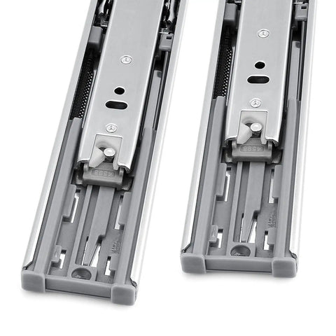 20 Inch Full Extension Drawer Slides With Soft Close Ball Bearing Side Mount Zinc Plated Steel 78 Lb Load Capacity Each