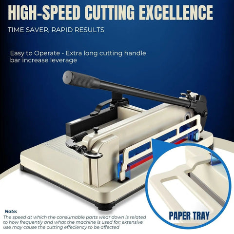 Heavy Duty 12 Inch Guillotine Paper Cutter For A4 Papers Up To 400 Sheets With Metal Base Trimmer featuring long cutting handle